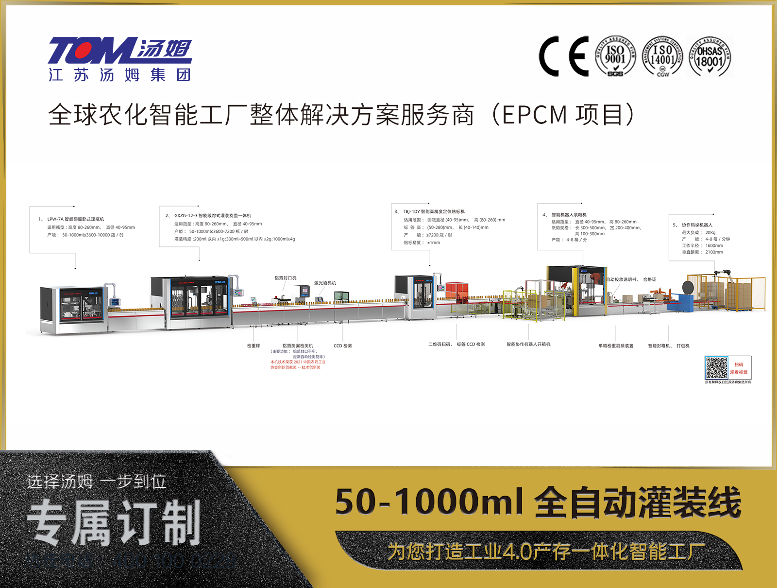 50-1000ml重型機組灌裝線（柔性化生產100ml≤7200瓶/時，1000ml≤3600瓶/時）